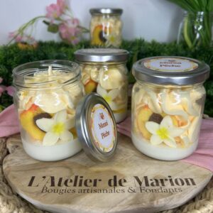 Bougie artisanale parfumée monoï pêche
