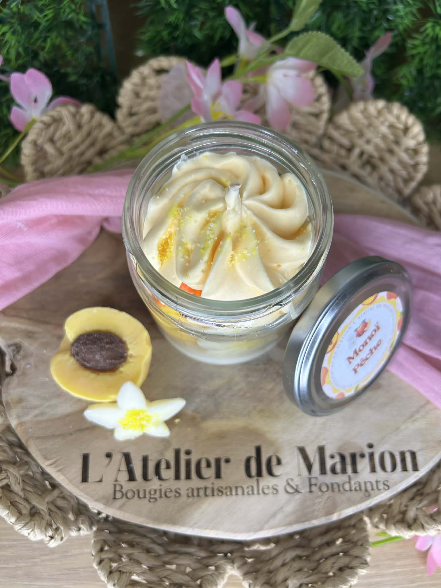 Bougie artisanale parfumée monoï pêche – Image 3