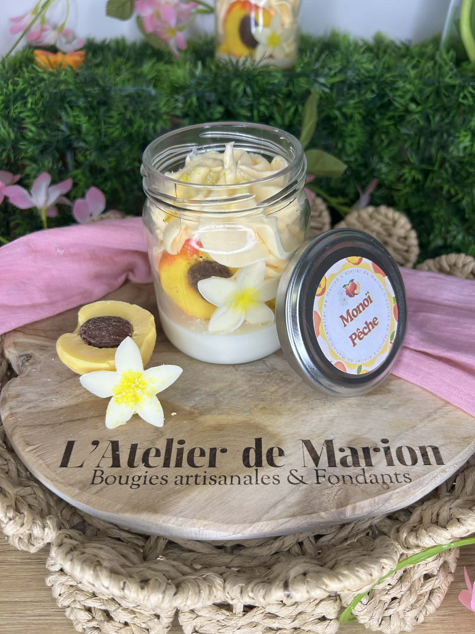 Bougie artisanale parfumée monoï pêche – Image 2